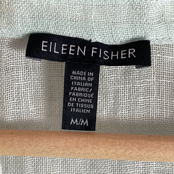 Eileen Fisher Womens Medium Mandarin Collar Tunic Top Organic Linen Aurora - Picture 8 of 15